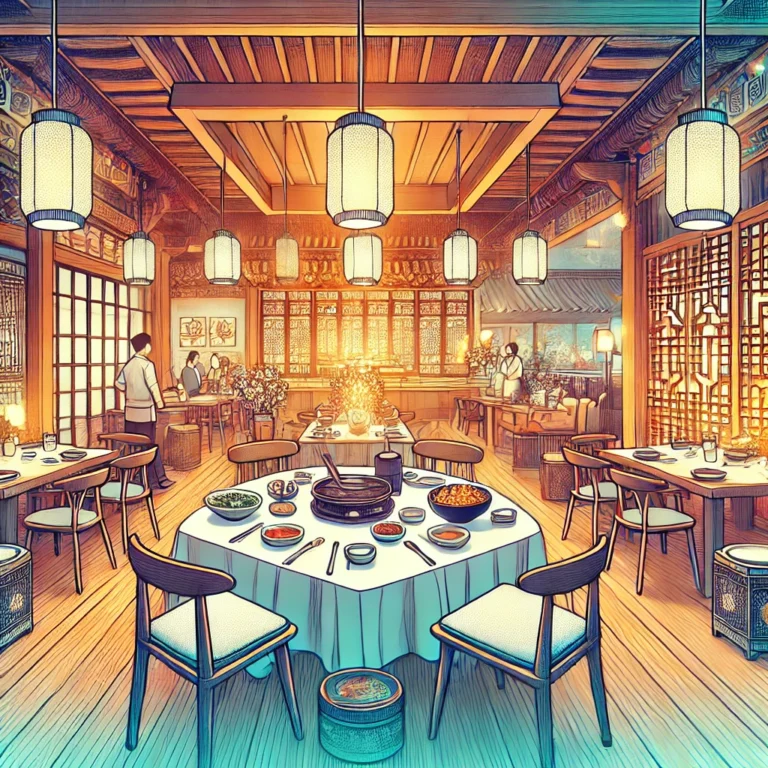 A vibrant display of Korean culinary art showcasing traditional dishes.